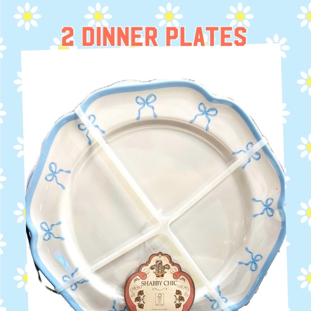 Shabby Chic Blue and White Dinner 2-New Plates